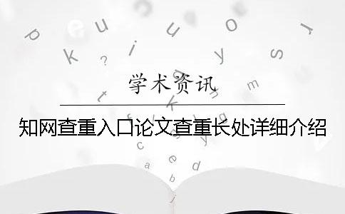 学术查重入口论文查重长处详细介绍