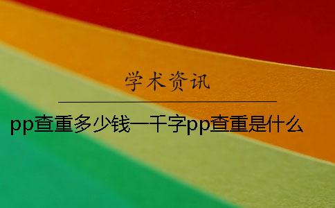 pp查重多少钱一千字pp查重是什么