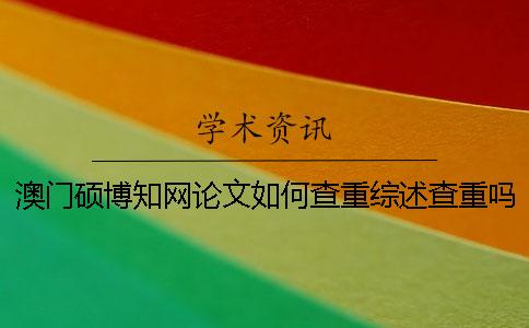 澳门硕博学术论文如何查重？综述查重吗？