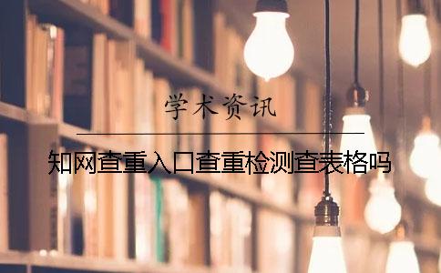 知网查重入口查重检测查表格吗