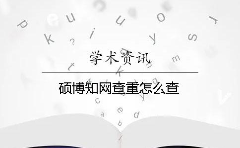 硕博学术查重怎么查