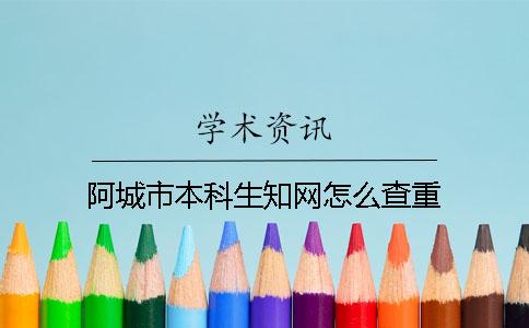 阿城市本科生知网怎么查重